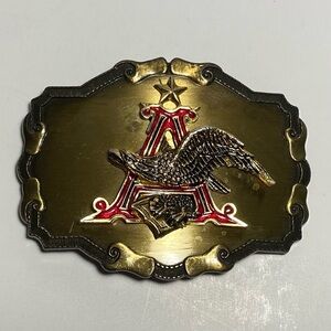 Vintage Anheuser-Busch Belt Buckle, Gold and Red Eagle Design